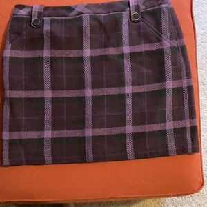 Purple plaid wool Loft skirt